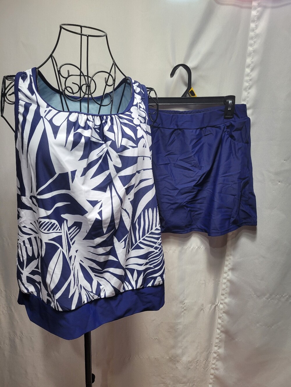 Navy & White Tropical Print Swim Shorts Set